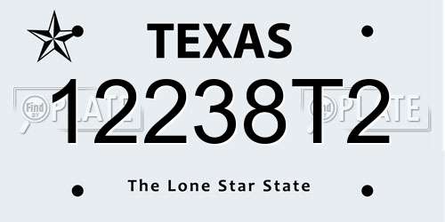 12238T2 Texas License Plate