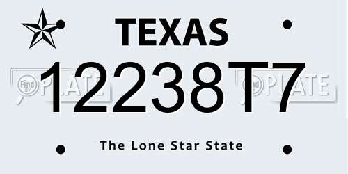 12238T7 Texas License Plate