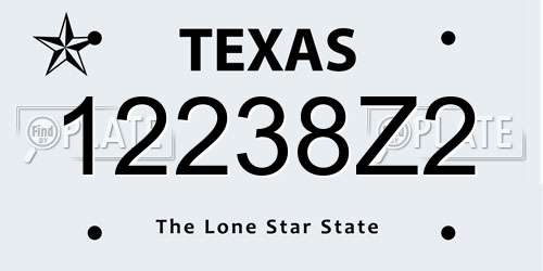 12238Z2 Texas License Plate