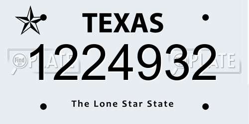 1224932 Texas License Plate