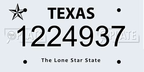 1224937 Texas License Plate