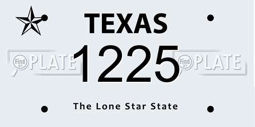 1225 Texas License Plate