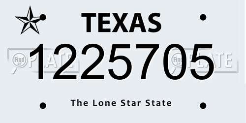 1225705 Texas License Plate