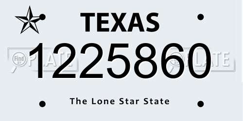 1225860 Texas License Plate