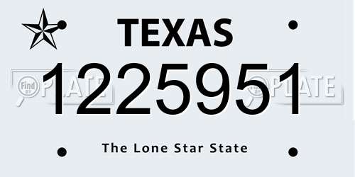 1225951 Texas License Plate