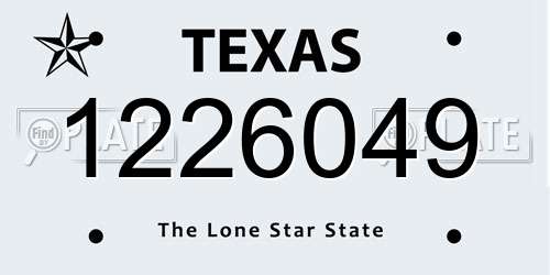 1226049 Texas License Plate
