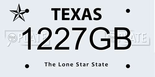 1227GB Texas License Plate