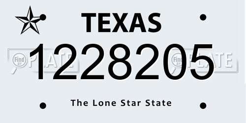 1228205 Texas License Plate