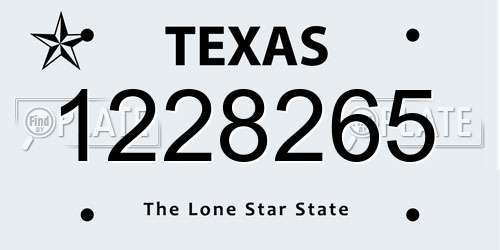 1228265 Texas License Plate