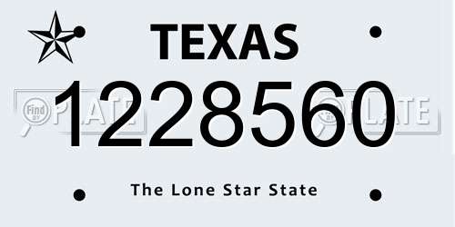 1228560 Texas License Plate