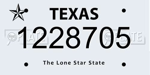 1228705 Texas License Plate
