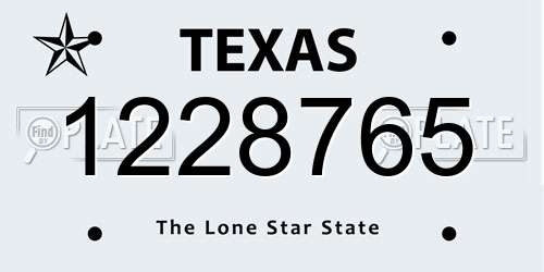 1228765 Texas License Plate