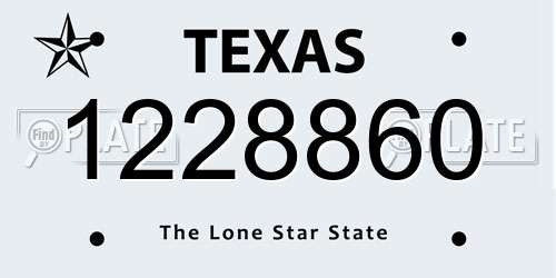 1228860 Texas License Plate