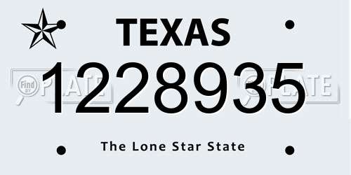 1228935 Texas License Plate