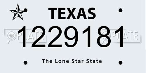 1229181 Texas License Plate