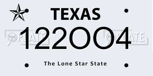 122OO4 Texas License Plate