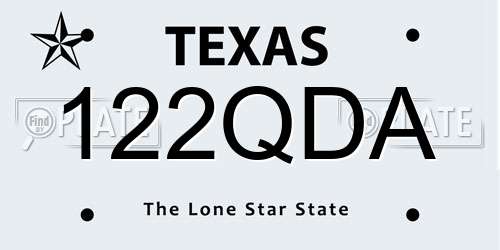 122QDA Texas License Plate