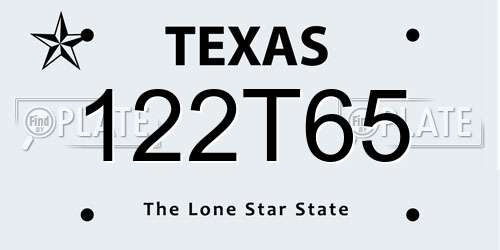122T65 Texas License Plate