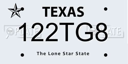 122TG8 Texas License Plate