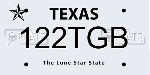 122TGB Texas License Plate