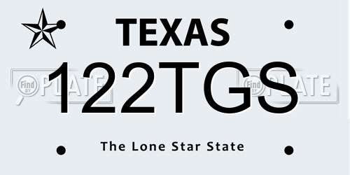 122TGS Texas License Plate