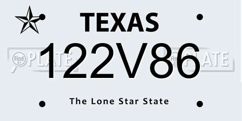 122V86 Texas License Plate