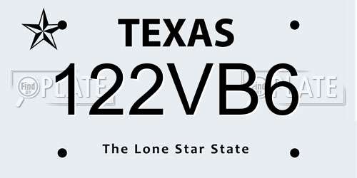 122VB6 Texas License Plate