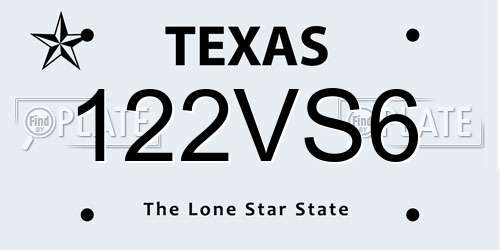 122VS6 Texas License Plate