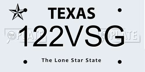 122VSG Texas License Plate