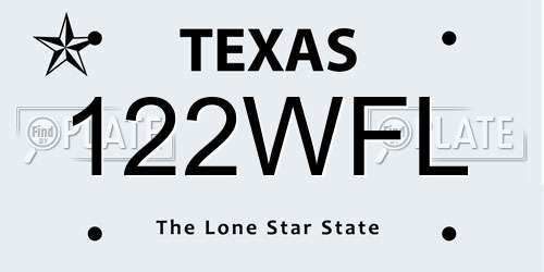 122WFL Texas License Plate