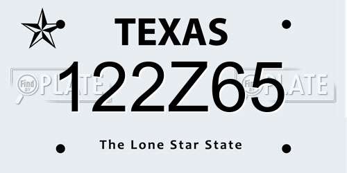 122Z65 Texas License Plate