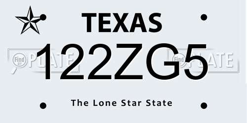 122ZG5 Texas License Plate