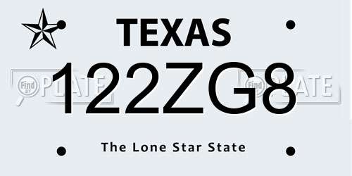 122ZG8 Texas License Plate