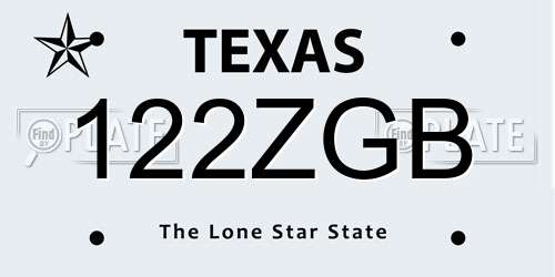 122ZGB Texas License Plate