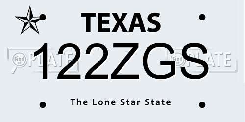 122ZGS Texas License Plate