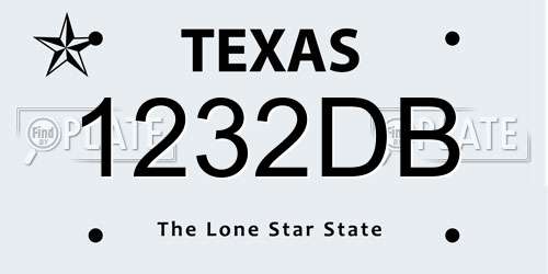 1232DB Texas License Plate