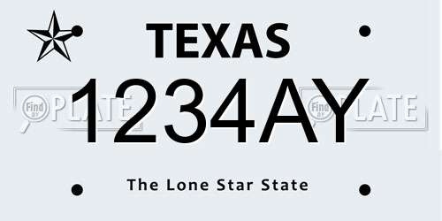 1234AY Texas License Plate
