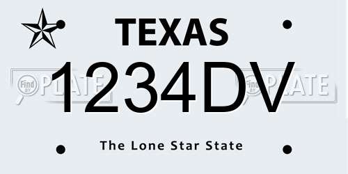 1234DV Texas License Plate