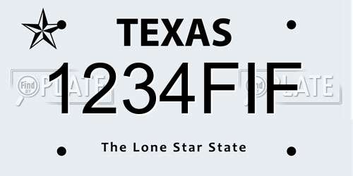 1234FIF Texas License Plate