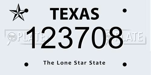 123708 Texas License Plate
