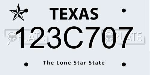 123C707 Texas License Plate