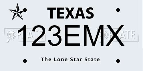 123EMX Texas License Plate