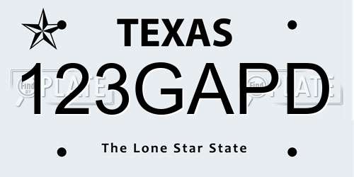 123GAPD Texas License Plate