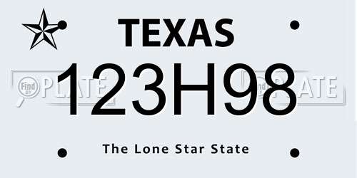 123H98 Texas License Plate