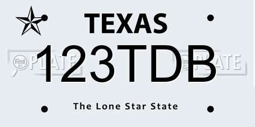 123TDB Texas License Plate