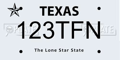 123TFN Texas License Plate