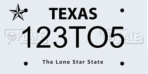 123TO5 Texas License Plate