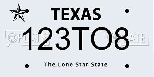 123TO8 Texas License Plate