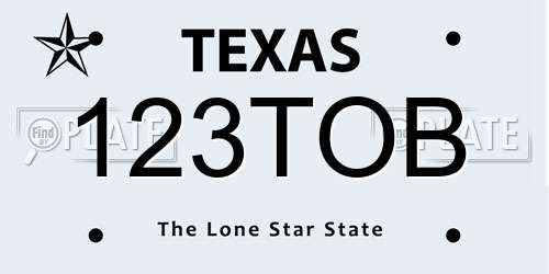 123TOB Texas License Plate