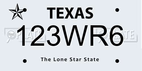 123WR6 Texas License Plate